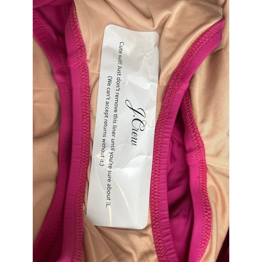 J. Crew NWT Ruched V Neck One Piece Sz 10 Swimsuit Fuchsia BC116 Full Coverage‎